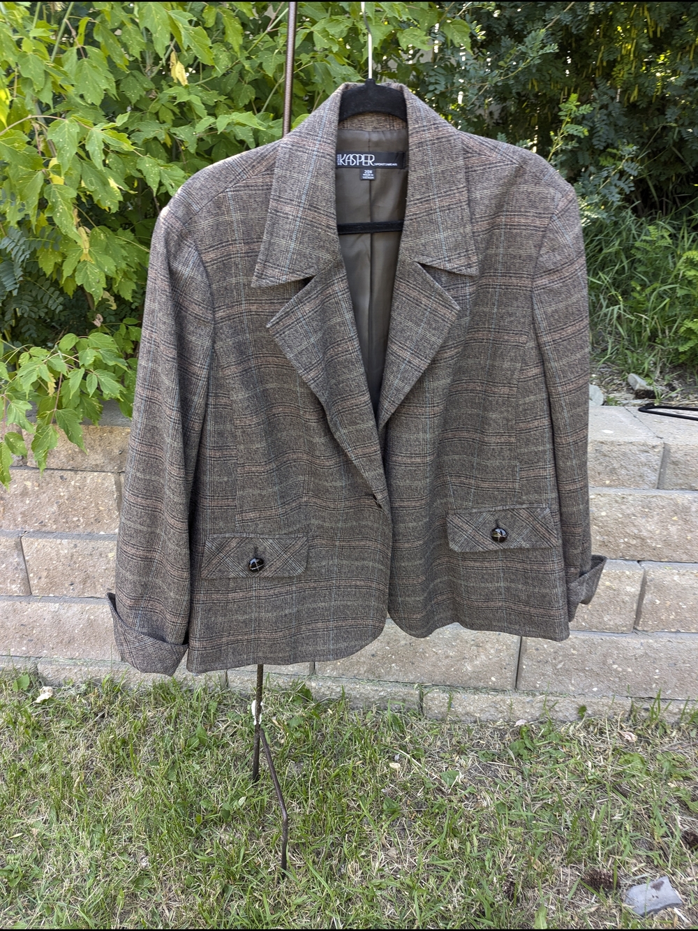 Plus Sized Plaid Blazer Jacket Dark Academia Preppy Corpcore Office Siren - Picture 7 of 16